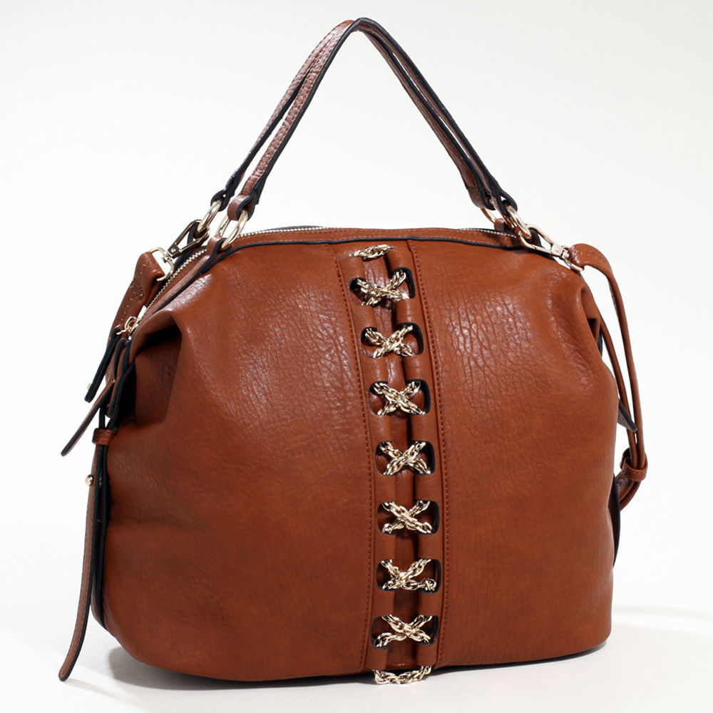 Emperia Studded Fashion Satchel Bag w/ Gold Chain