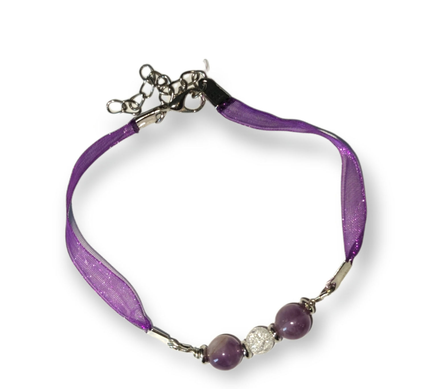 Bracelet améthyste et cristal de roche craquelé