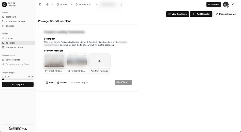 A Screenshot of the SCELTA Portal Selections featute
