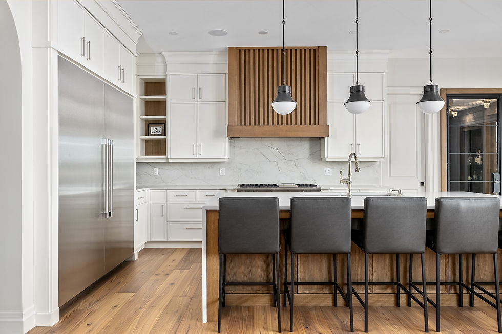A custom home kitchen by Evola Builders in LaSalle, Ontario.