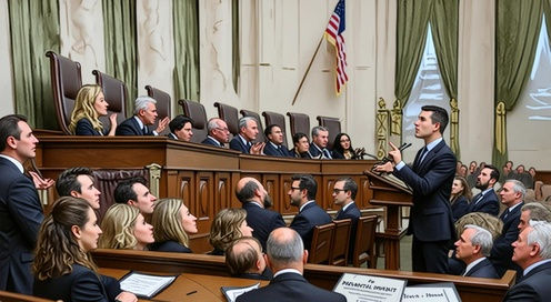 AI Sketch of Solicitor General Sauer presenting Oral Arguments to the SCOTUS