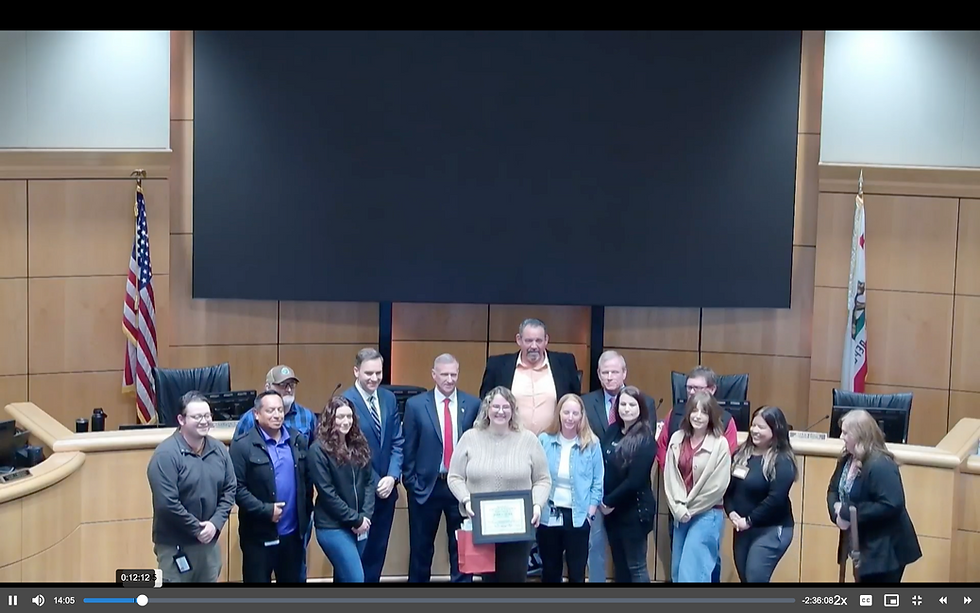 Shasta County Board of Supervisors Presenting Employee of the Month with Award