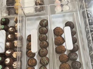 Hand-crafted chocolates on display