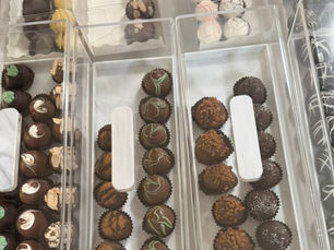 Hand-crafted chocolates on display