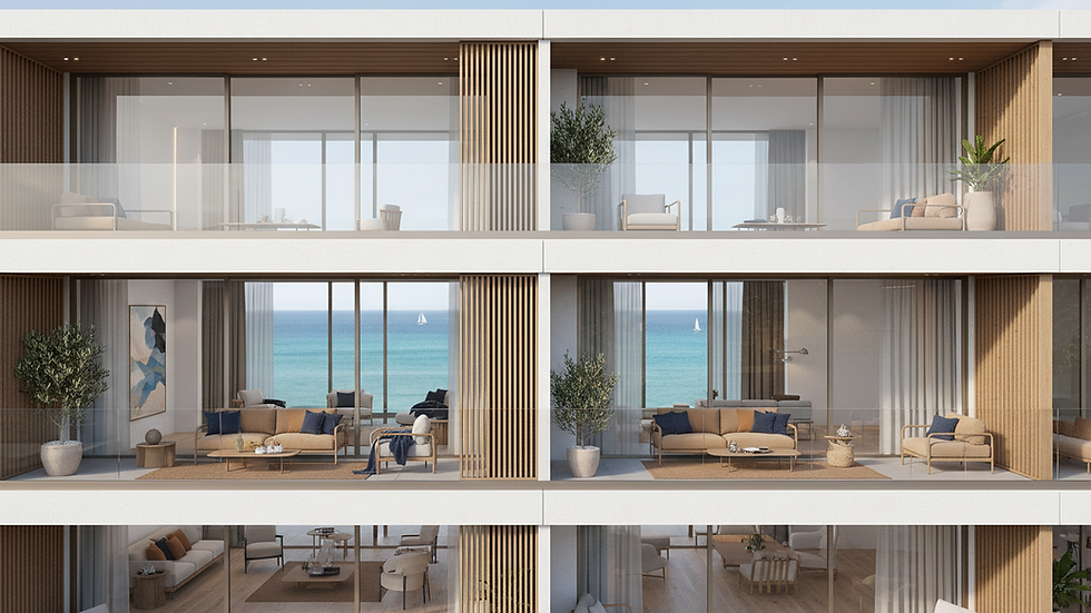 Eye-level view of a modern apartment building on the Costa Blanca