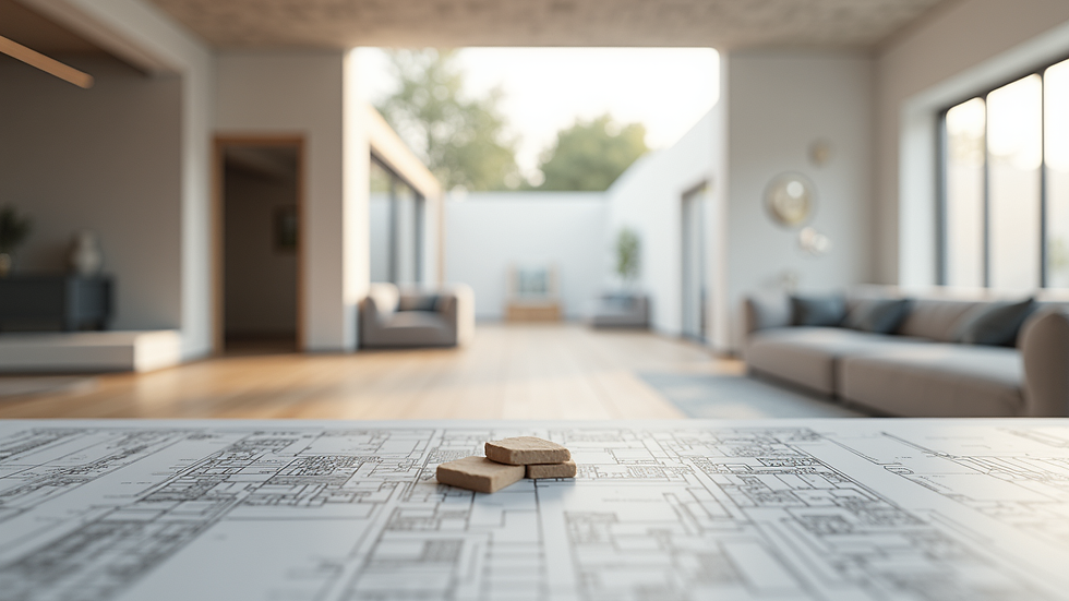 Vue rapprochée d’un plan de rénovation avec des échantillons de matériaux