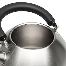 Stainless steel kettle with wide-mouth opening