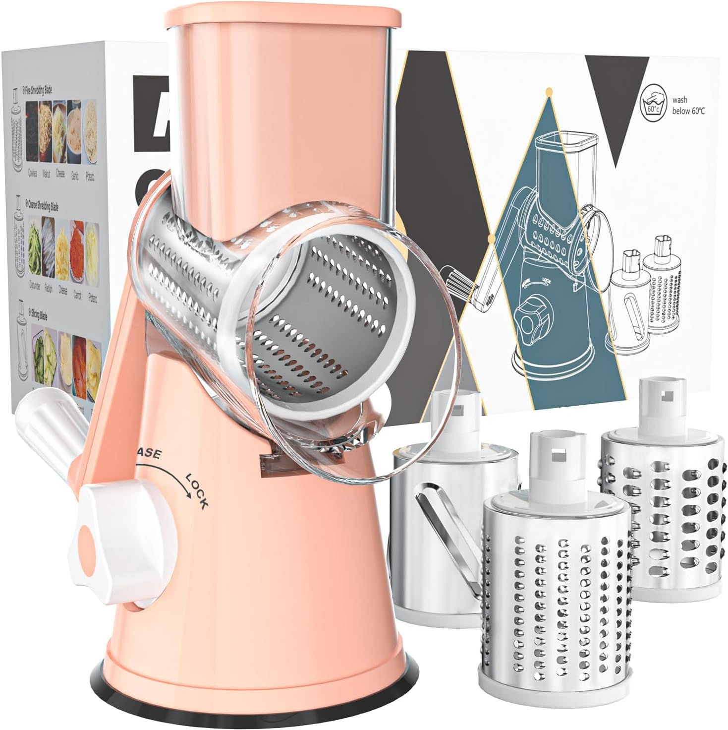 Rotary cheese shredder with stainless steel drum