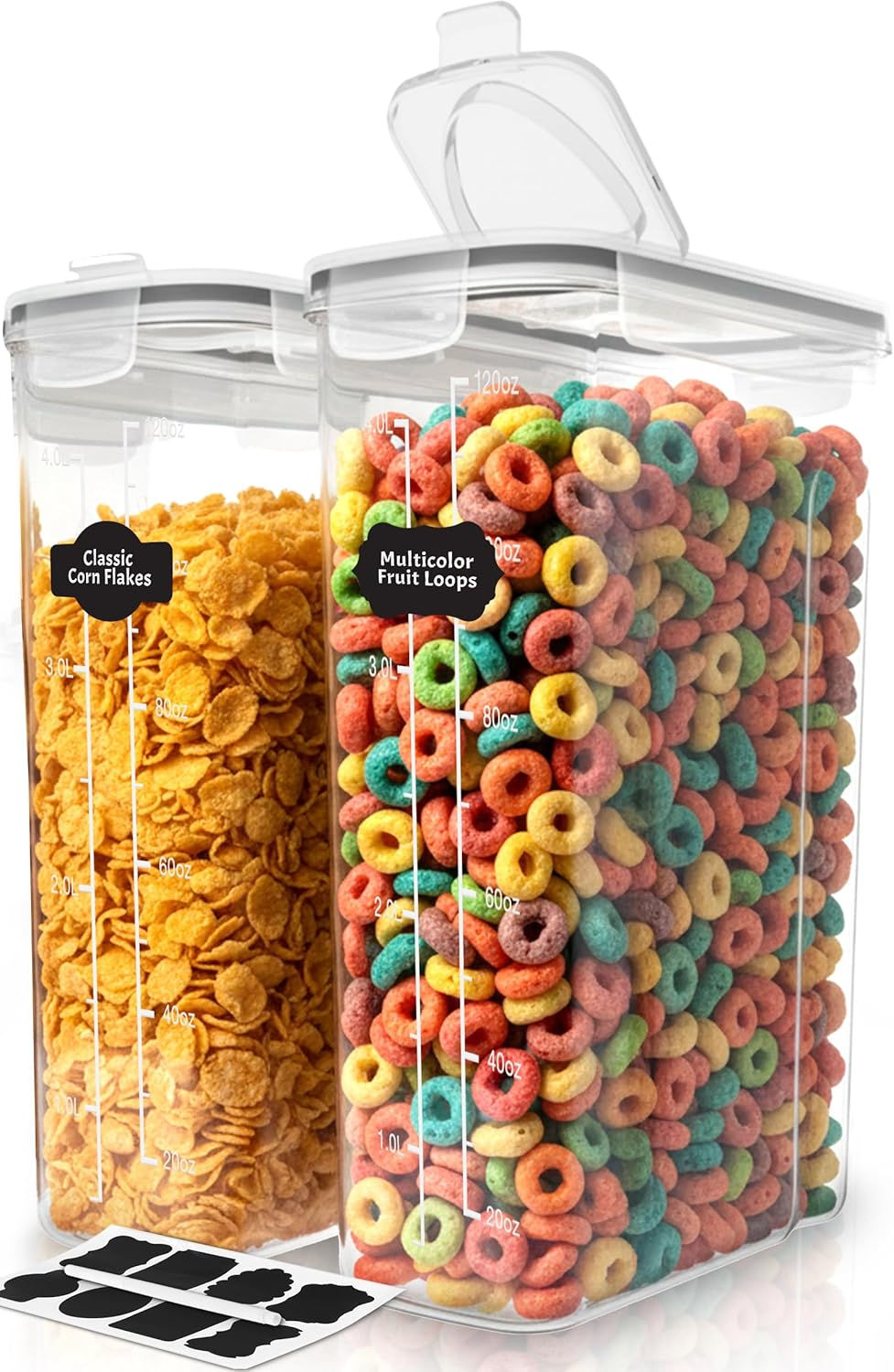 Slim pantry containers for cereal rice and dry foods