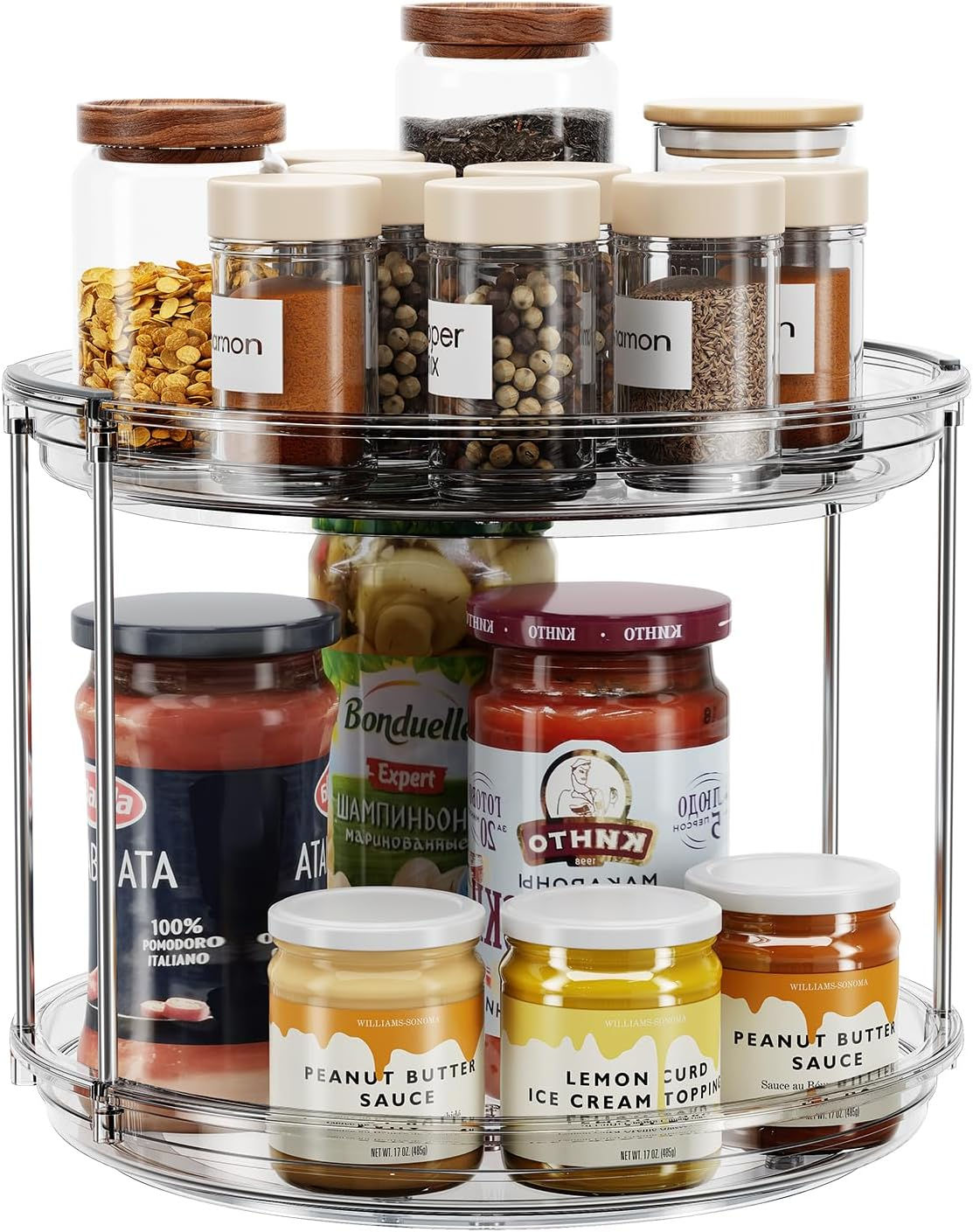 2-tier Lazy Susan organizer for spices and seasonings