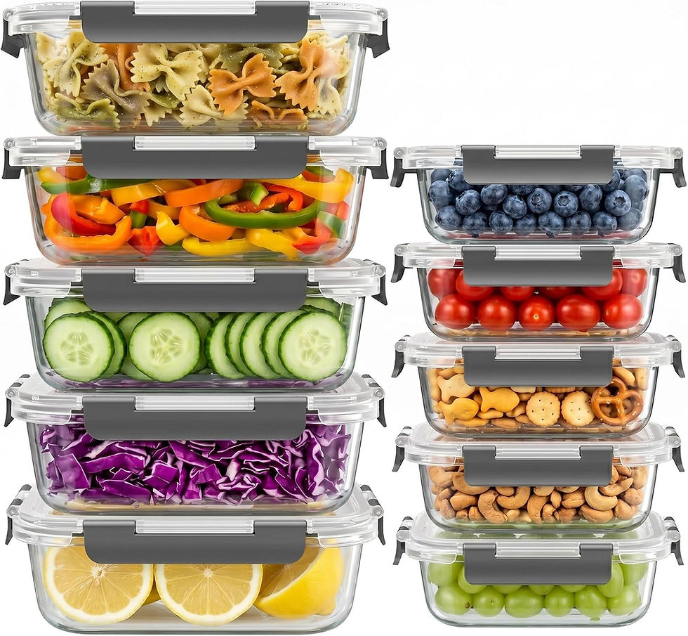 10-piece glass food storage set with locking lids
