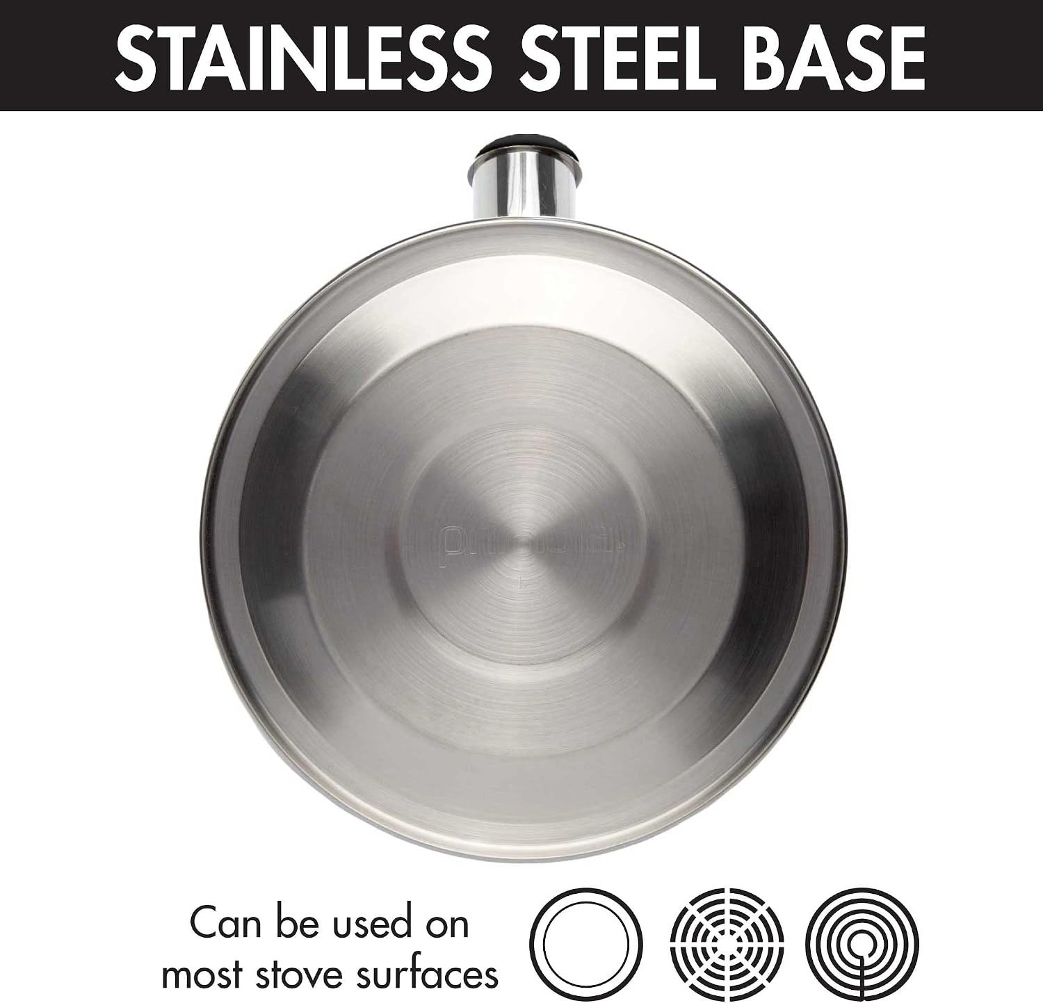 Stovetop hot water kettle with brushed stainless finish