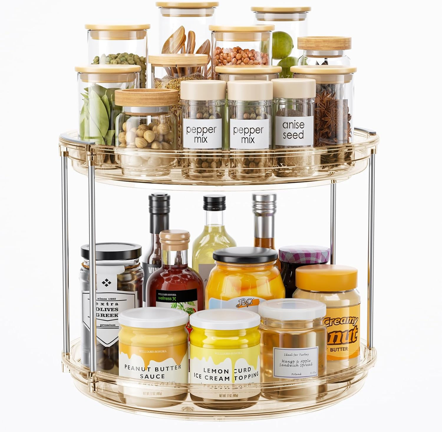 Lazy Susan Turntable 2-tier rotating cabinet organizer