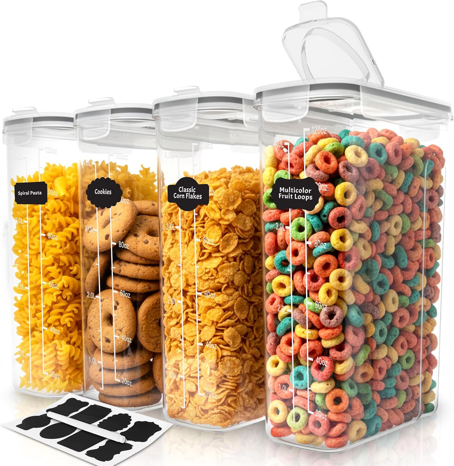 4L cereal storage containers with lids 4 pack