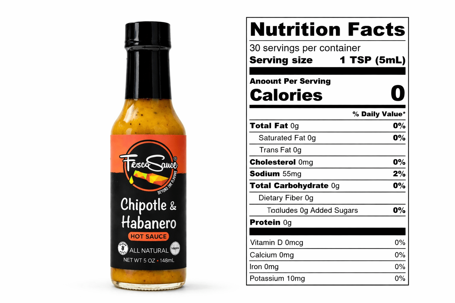Fresco Sauce Chipotle & Habanero nutrition facts label