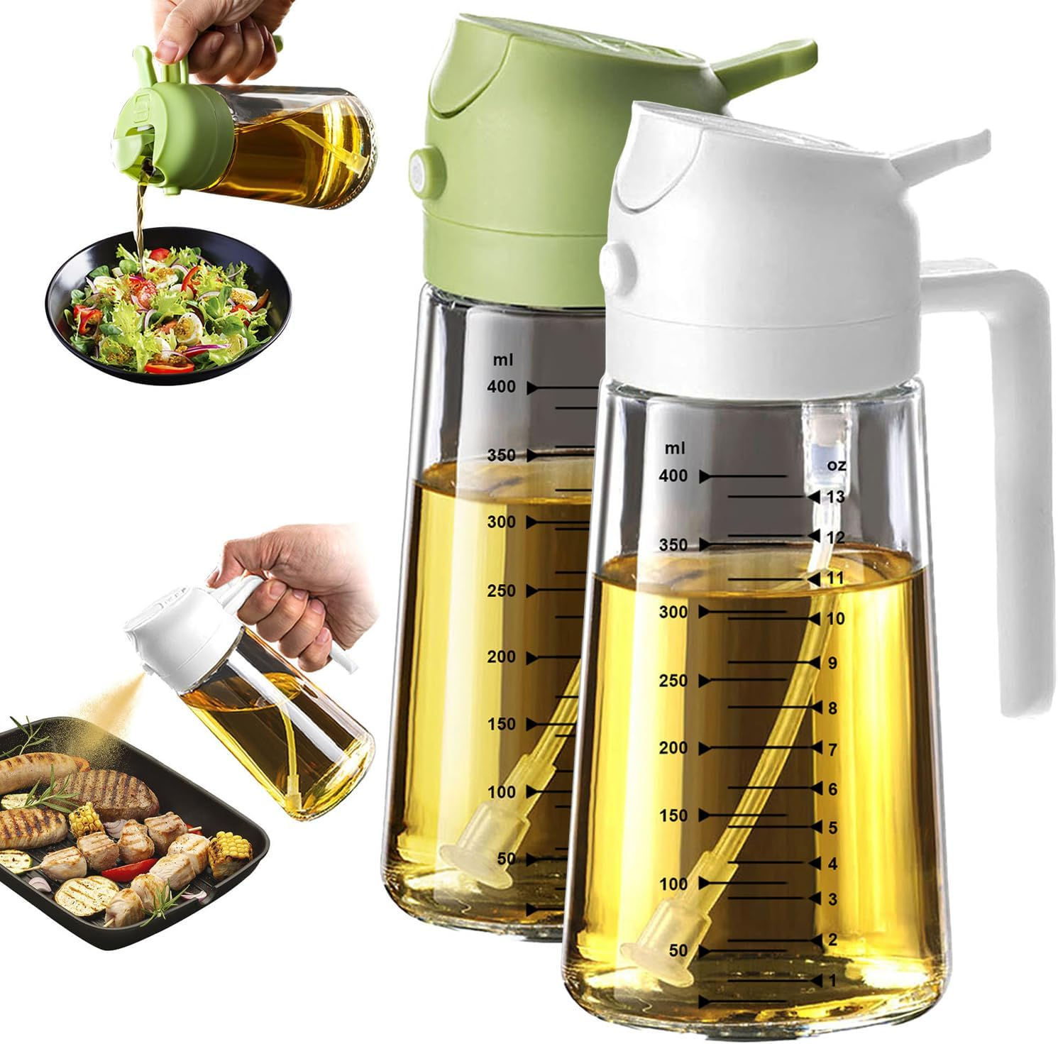 Glass oil dispenser for grilling and roasting