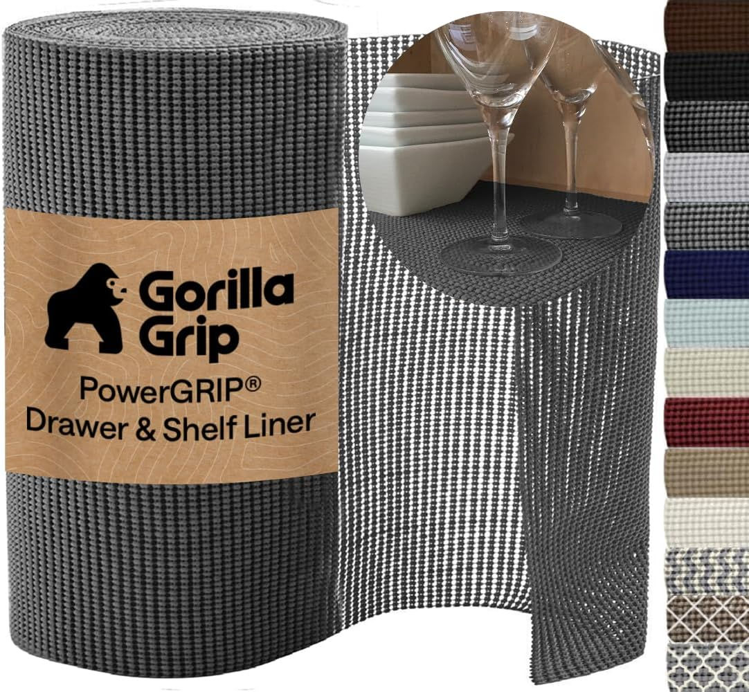 Non-slip shelf and drawer liner for kitchen cabinets