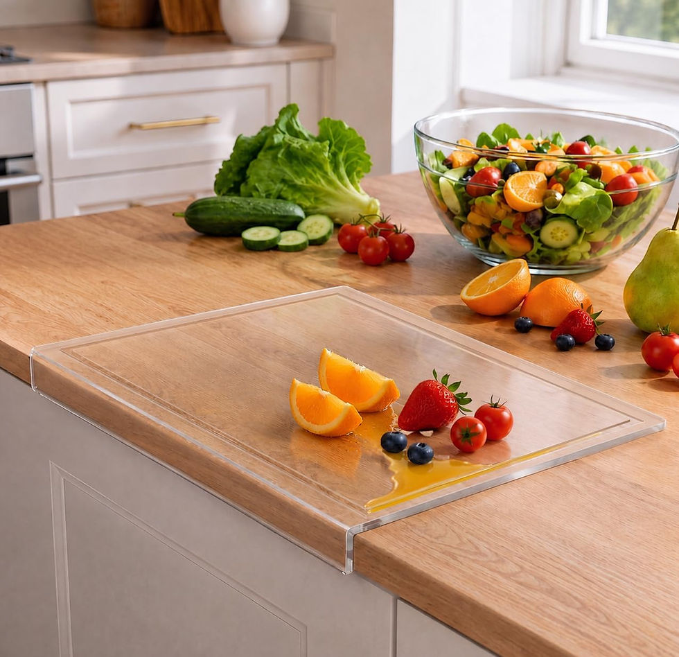 Clear acrylic cutting board for kitchen countertop