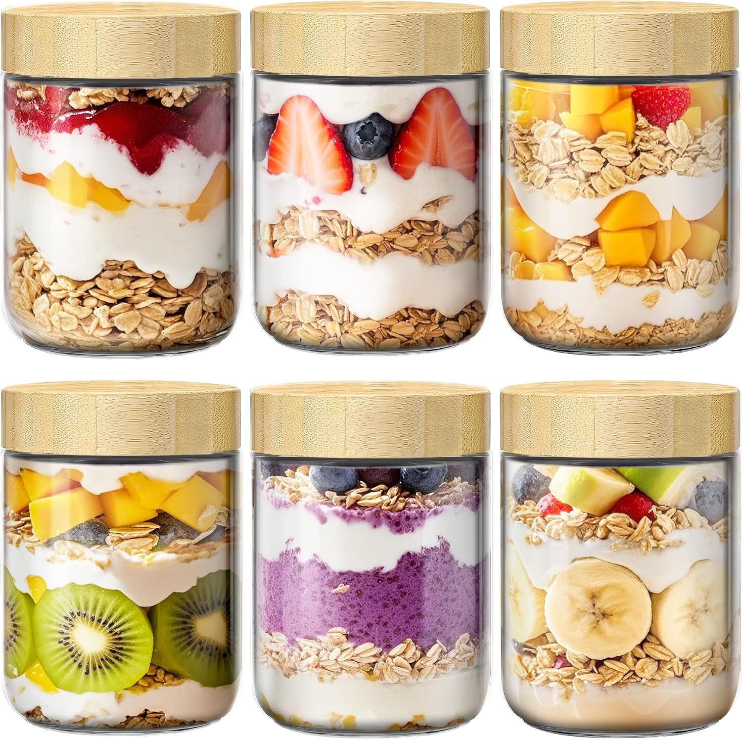 bamboo lid glass jars for refrigerator storage