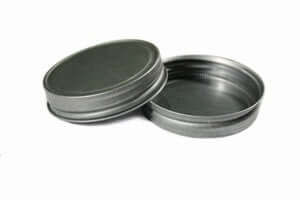 Metal mason jar replacement lids with pewter finish