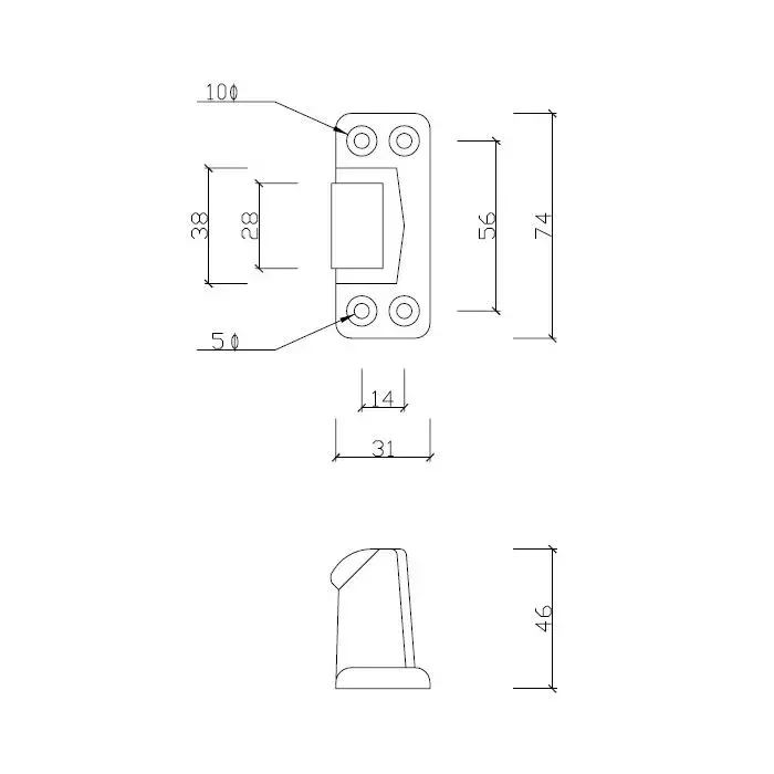 60° Adjustable Strike, 19mm - 25mm Offset