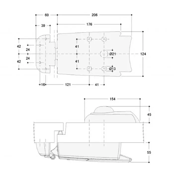 7325F Internal & External Fastener with Lock for Flush Doors, 150mm-170mm Door Thickness