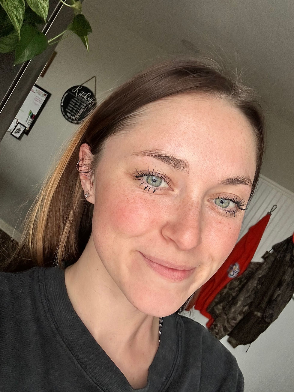 This is my skin a few days later after my nourishing skin care routine. (sorry for the dog hair, I love hugs from my hazel jane). My skin feels soft, glowy, and supple. My blemishes have cleared up as well. This picture was taken the Thursday after the video on Saturday.