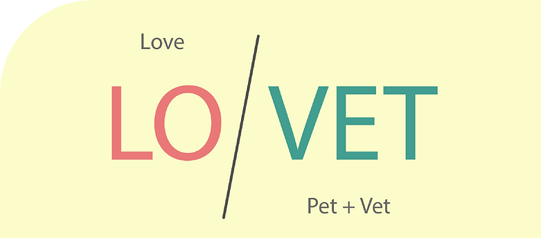 Palavra Lovet dividida com uma barra, indicando as ideias para chegar no logo.