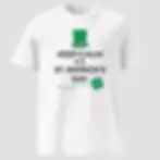 T-shirt keep calm Saint-Patrick blanc. Vêtement unisexe en coton biologique. Présentation du haut en 3D sans homme et femme.