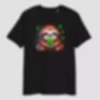 T-shirt paresseux St-Patrick noir unisexe. Modèle en coton bio non porté, avec un design inédit, parfait pour le 17 mars.