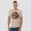 Miniature : T-shirt humour décalé poisson. Un haut unisexe de couleur sable enfilé par un homme. Imprimé fait sur un coton bio respirant.