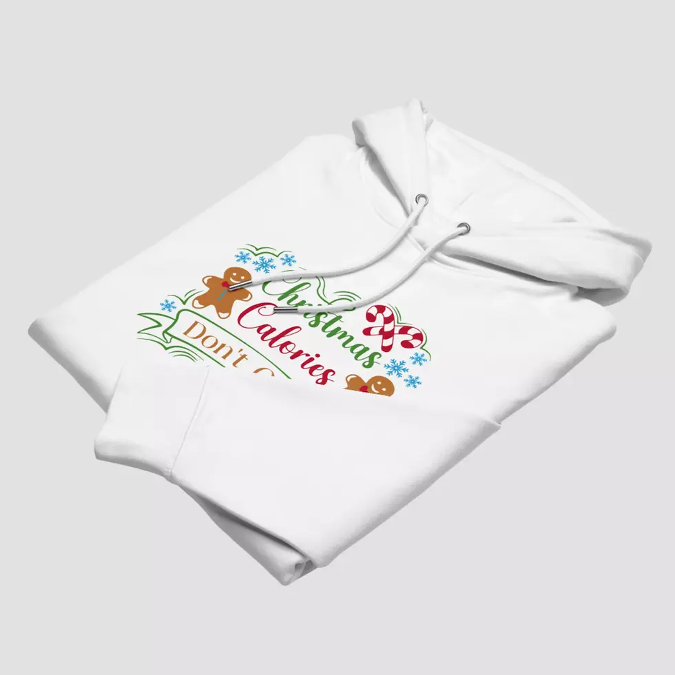 Miniature : Sweat à capuche petit biscuit Noël bio. Haut blanc plié pour voir la qualité du design et du tissu en coton bio respirant.
