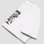 Miniature : T-shirt frankenstein Halloween unisexe. Modèle blanc plié pour voir la qualité du tissu fabriqué avec un coton bio certifié.