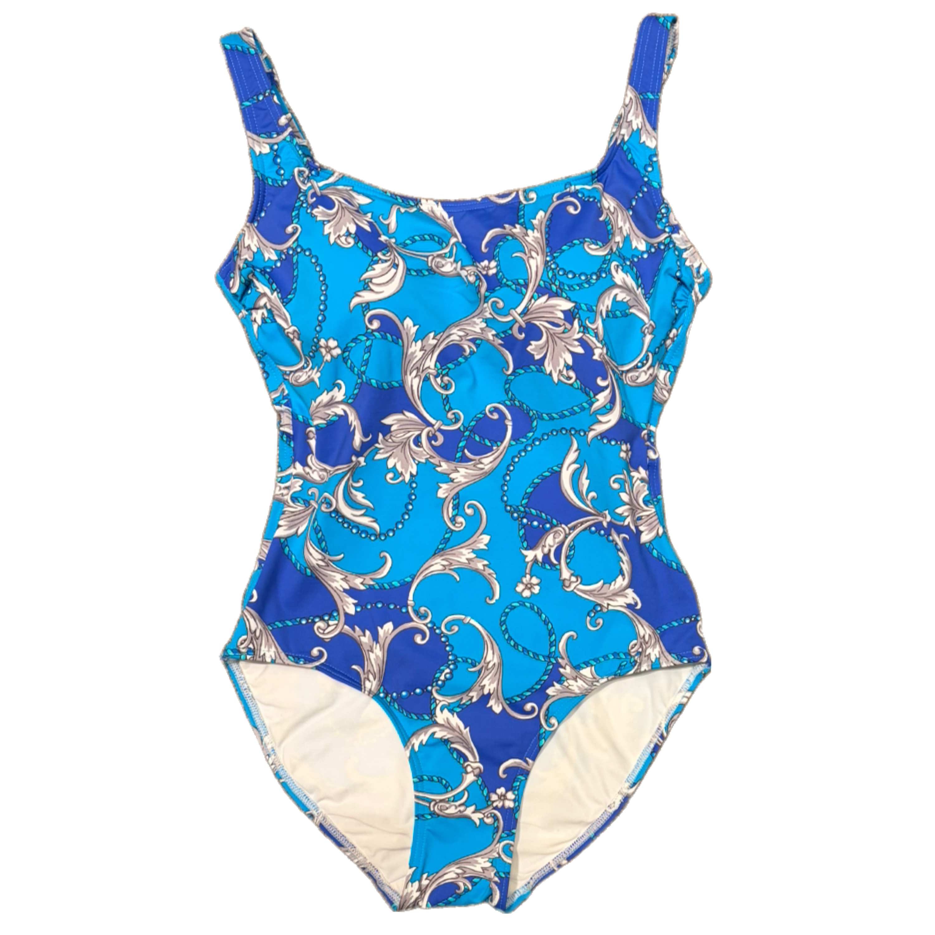 Kuny - Thick Strap Scoop Neck One Piece - Blue Eugina 25039141