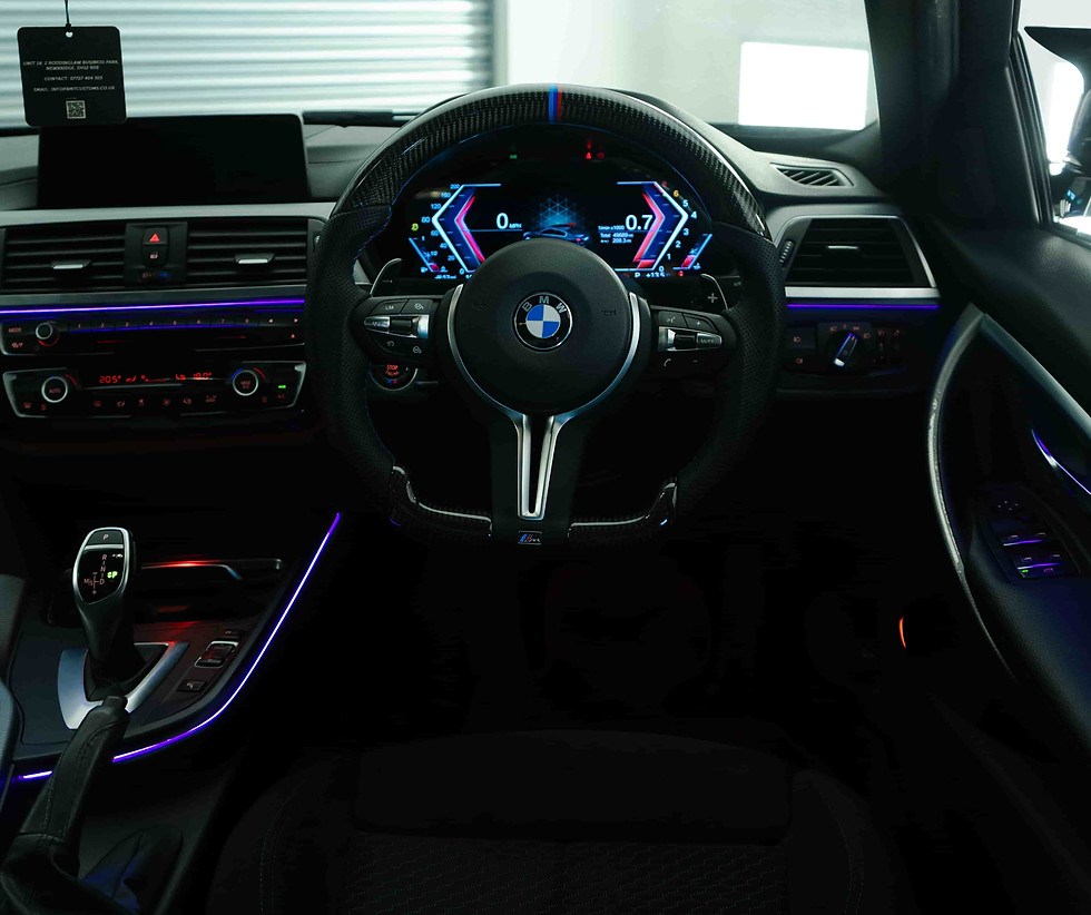 Custom ambient lighting installation inside luxury vehicle in Edinburgh