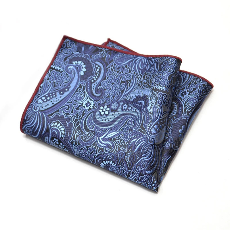 Thumbnail: 25cm Mens Classic Pocket Square Towel Polyester Paisley Striped Handkerchief