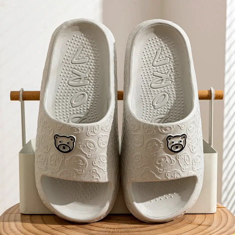 Thumbnail: Men's Slippers Summer Cartoon Bear Indoor Soft Thick Sole Anti Slip Women