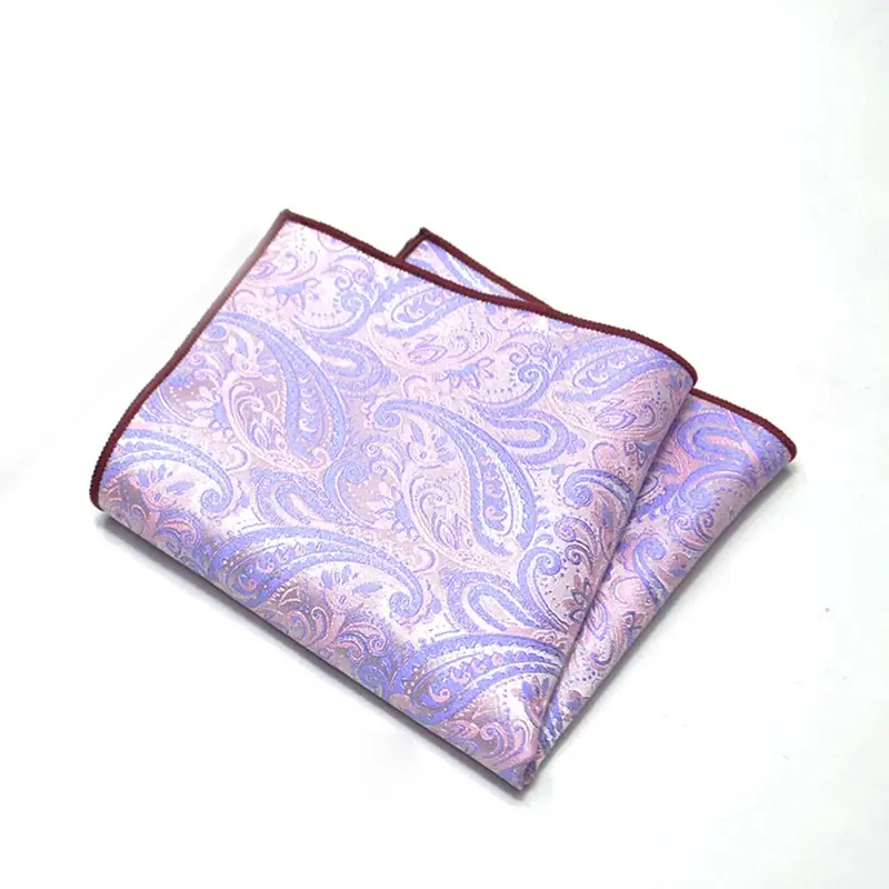 Miniatura: 25cm Mens Classic Pocket Square Towel Polyester Paisley Striped Handkerchief