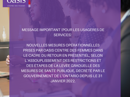 Message important ( Usagères de Services)
