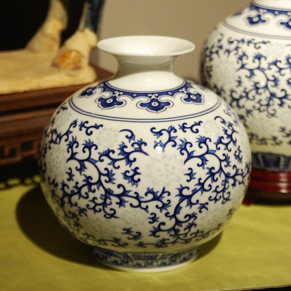 Thumbnail: Bone China Lotus Scroll Vases