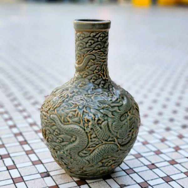 Thumbnail: Celadon Qing Dragon Globe Vase