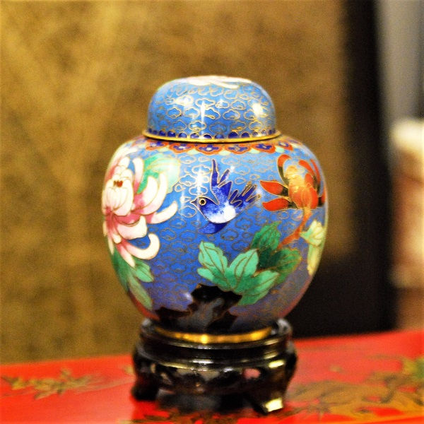 Thumbnail: Cloisonné Ginger Jar - Sky Blue