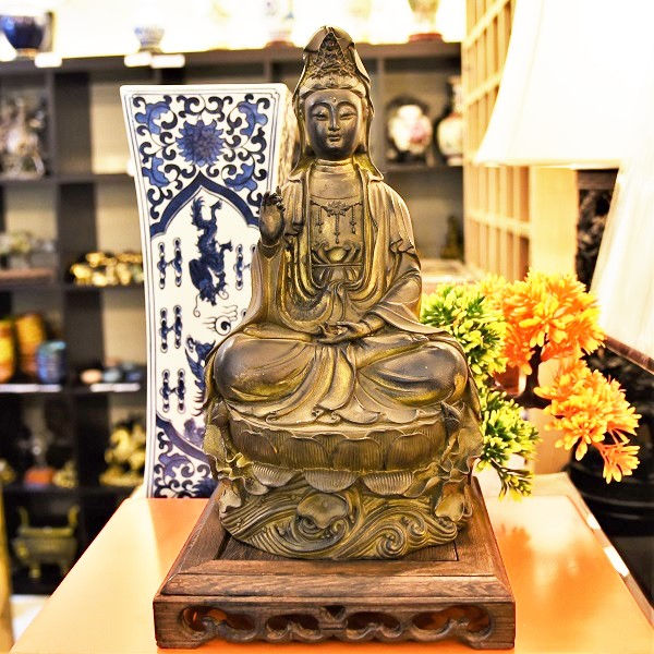 Thumbnail: Seated Brass Guanyin