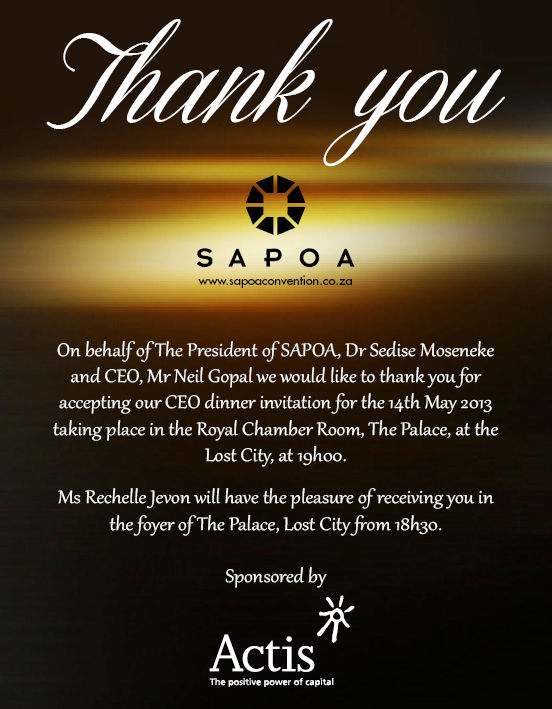 SAPOA CEO's dinner invitation