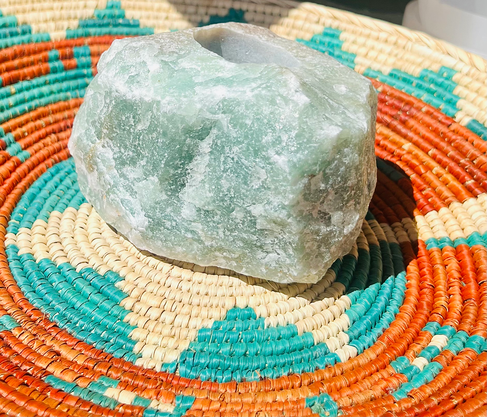 Thumbnail: Set of Two Sage Green Crystal Candle Holders