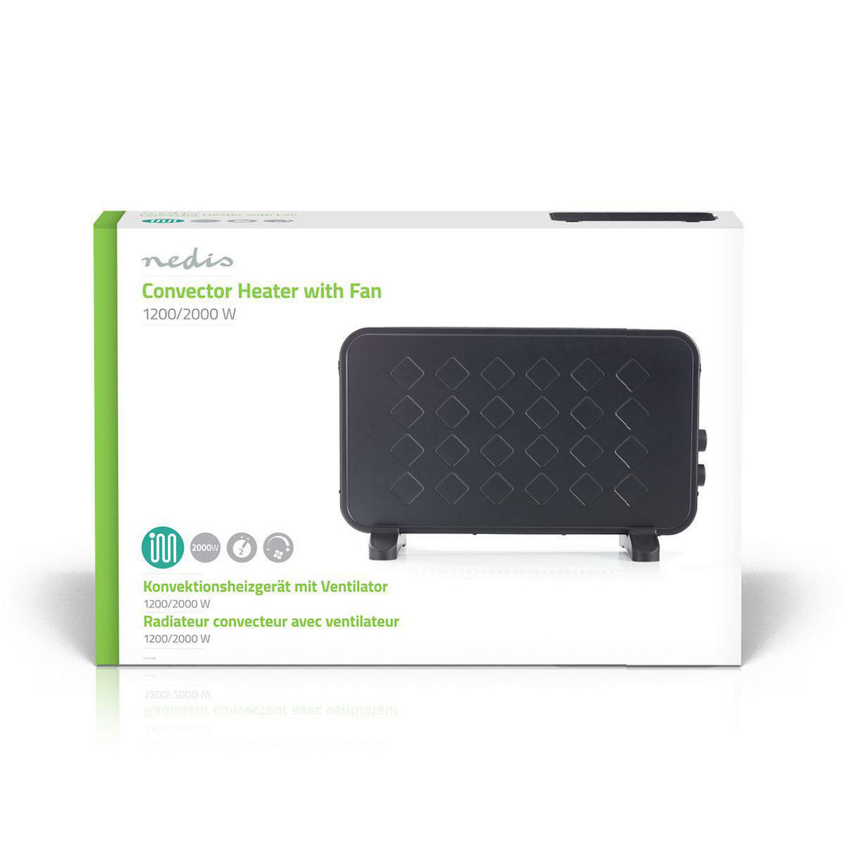 Nedis Convectieverwarming | 1200/2000 W | Zwart