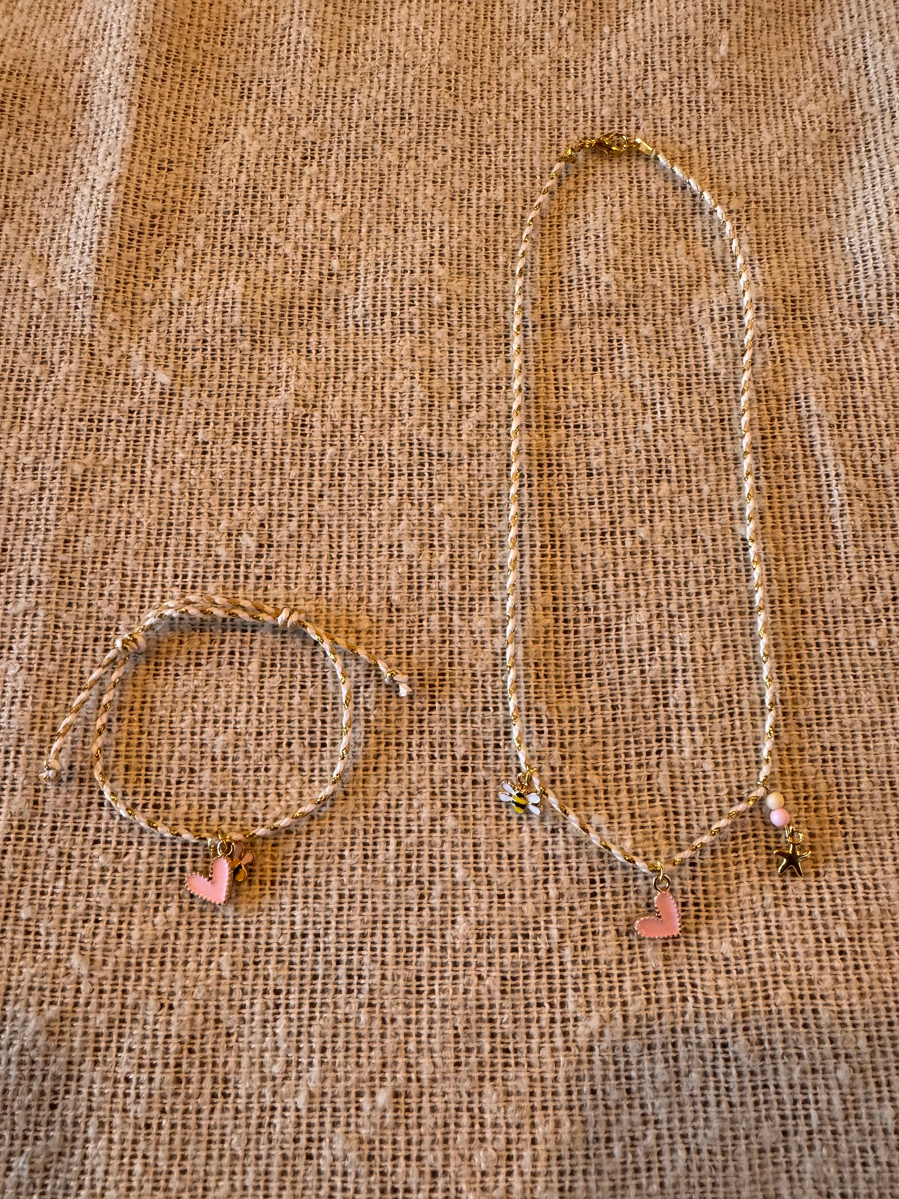 Ketting & armband beige
