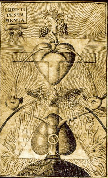 'Christi Testamenta' by Jakob Böhme illustrates a heart superimposed on a cross / Forrás Wikimedia Commons