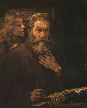 Rembrandt Harmenszoon van Rijn: The evangelist Matthew and the angel (Forrás: Wikimedia Commons)