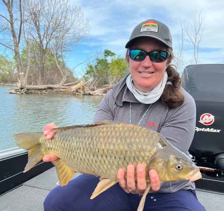 Lake Erie Carp caught on the fly by Alice Owsley with Jeff Liskay
